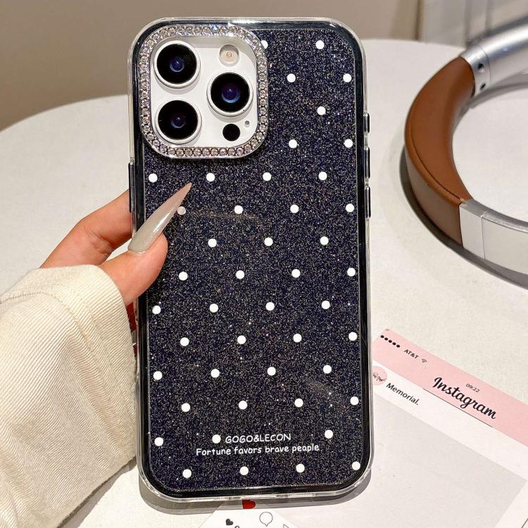 For iPhone 15 Pro Max Glitter Powder Dots Pattern Rhinestone Large Hole Phone Case