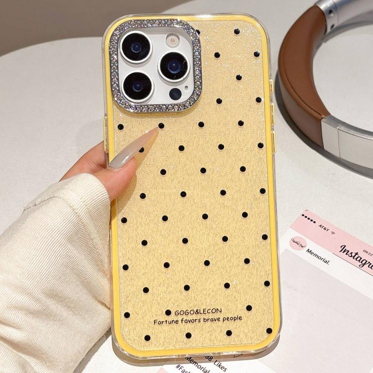 For iPhone 15 Pro Max Glitter Powder Dots Pattern Rhinestone Large Hole Phone Case