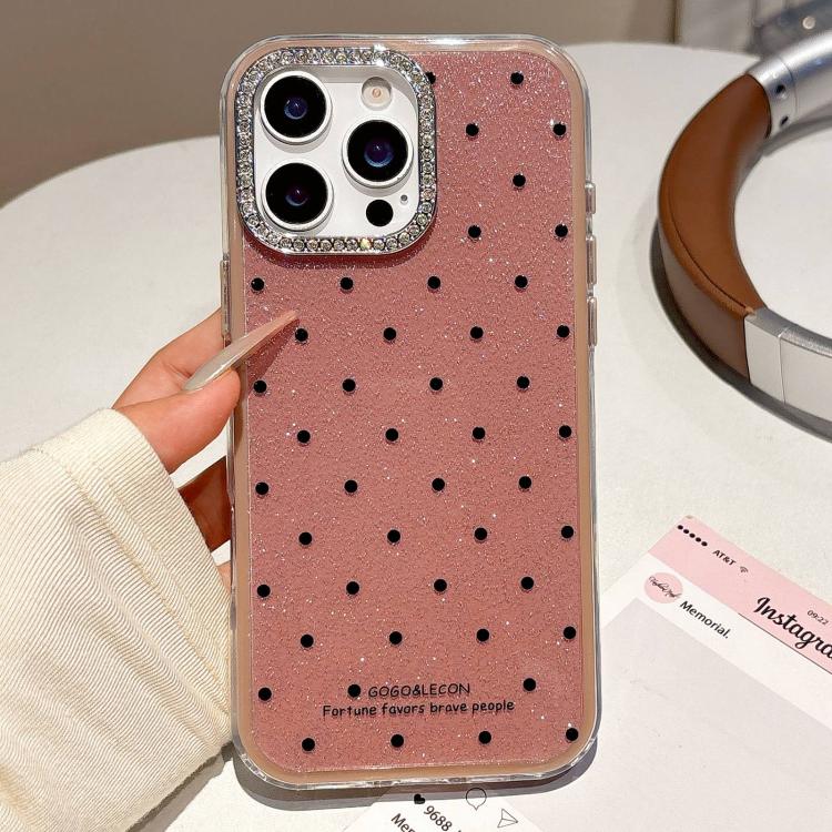 For iPhone 15 Pro Max Glitter Powder Dots Pattern Rhinestone Large Hole Phone Case