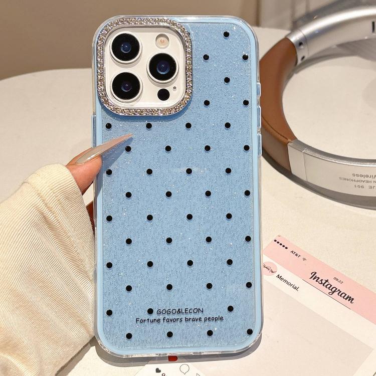 For iPhone 15 Pro Glitter Powder Dots Pattern Rhinestone Large Hole Phone Case