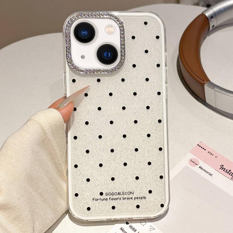 For iPhone 15 Plus / 14 Plus Glitter Powder Dots Pattern Rhinestone Large Hole Phone Case