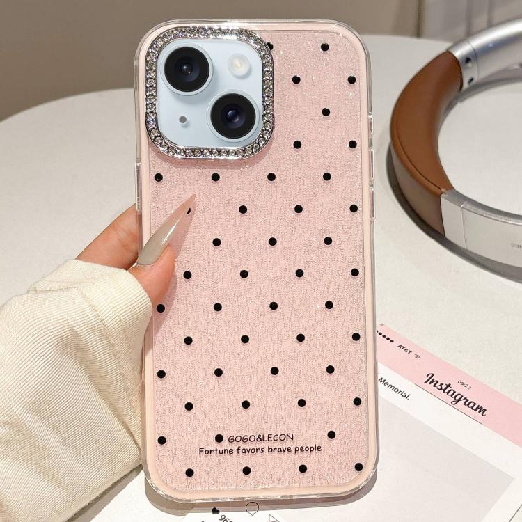 For iPhone 15 Glitter Powder Dots Pattern Rhinestone Large Hole Phone Case