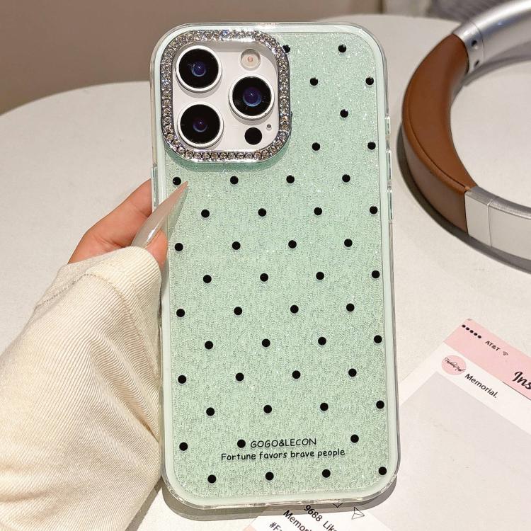 For iPhone 13 Pro Glitter Powder Dots Pattern Rhinestone Large Hole Phone Case