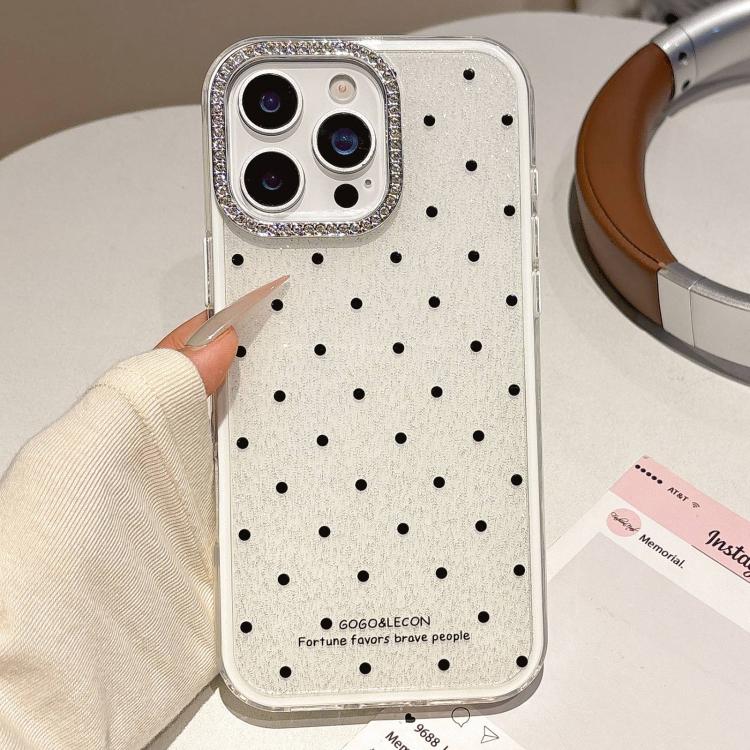 For iPhone 13 Pro Glitter Powder Dots Pattern Rhinestone Large Hole Phone Case