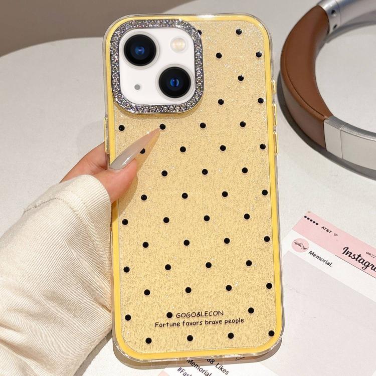 For iPhone 14 / 13 Glitter Powder Dots Pattern Rhinestone Large Hole Phone Case