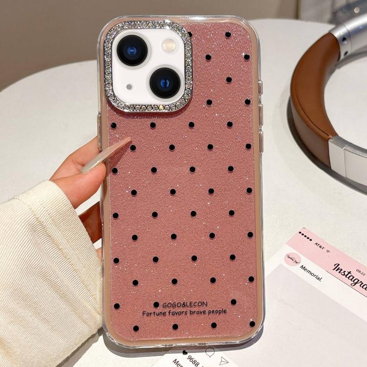 For iPhone 14 / 13 Glitter Powder Dots Pattern Rhinestone Large Hole Phone Case