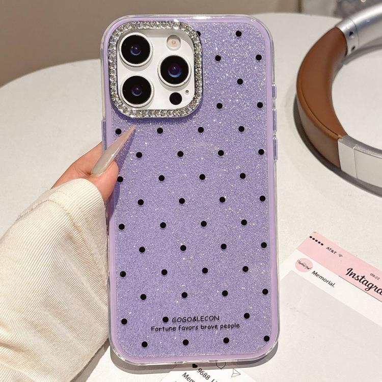 For iPhone 12 / 12 Pro Glitter Powder Dots Pattern Rhinestone Large Hole Phone Case