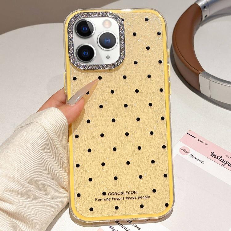 For iPhone 11 Pro Max Glitter Powder Dots Pattern Rhinestone Large Hole Phone Case
