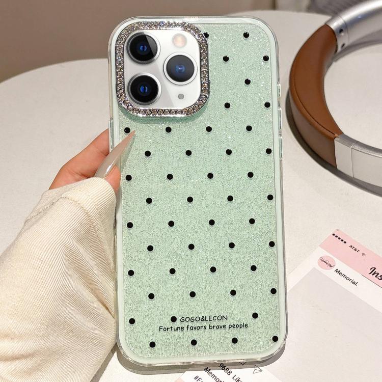 For iPhone 11 Pro Max Glitter Powder Dots Pattern Rhinestone Large Hole Phone Case