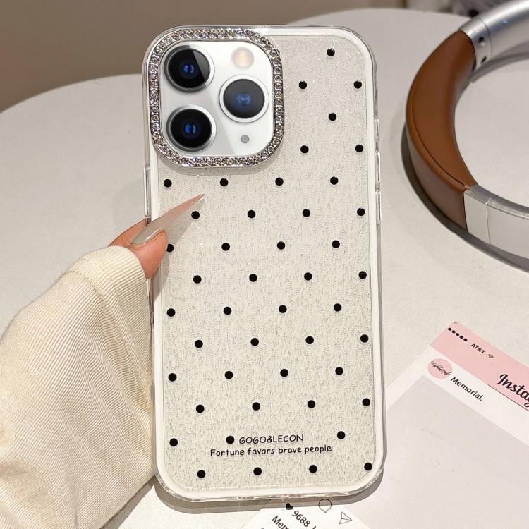 For iPhone 11 Pro Max Glitter Powder Dots Pattern Rhinestone Large Hole Phone Case