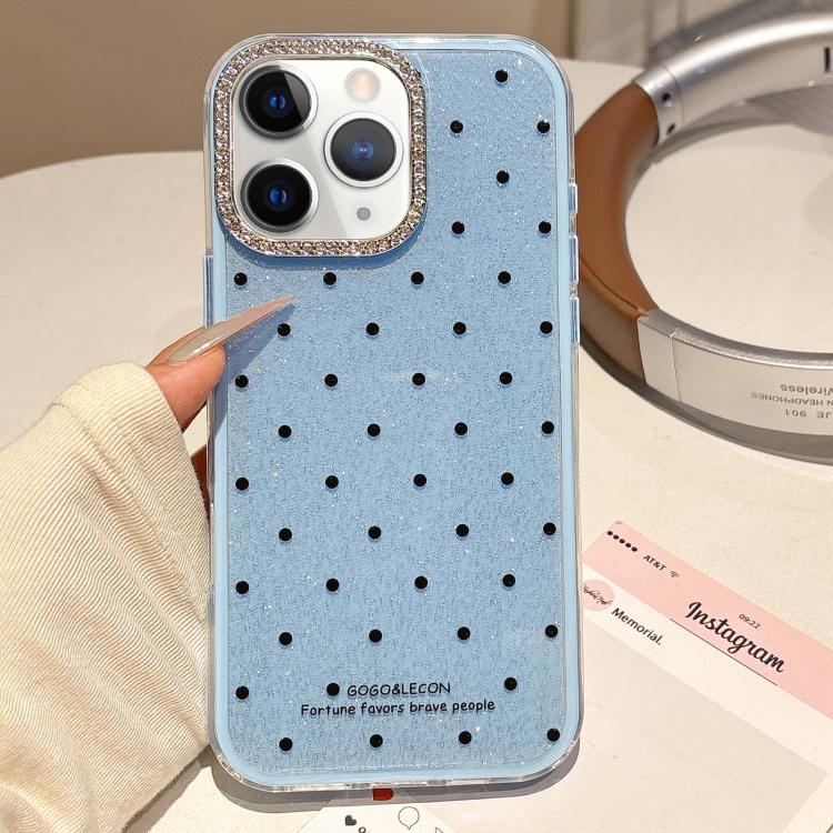 For iPhone 11 Pro Max Glitter Powder Dots Pattern Rhinestone Large Hole Phone Case
