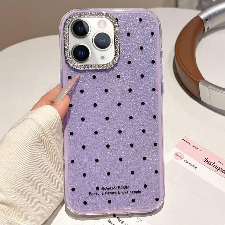 For iPhone 11 Pro Max Glitter Powder Dots Pattern Rhinestone Large Hole Phone Case