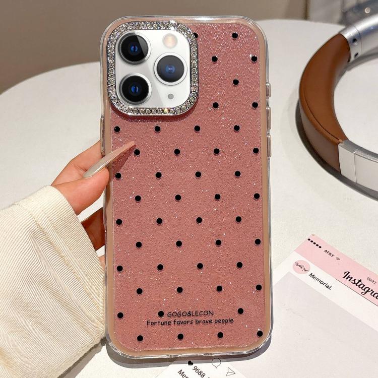 For iPhone 11 Pro Max Glitter Powder Dots Pattern Rhinestone Large Hole Phone Case