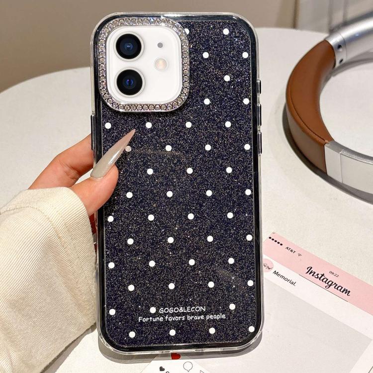 For iPhone 11 Glitter Powder Dots Pattern Rhinestone Large Hole Phone Case