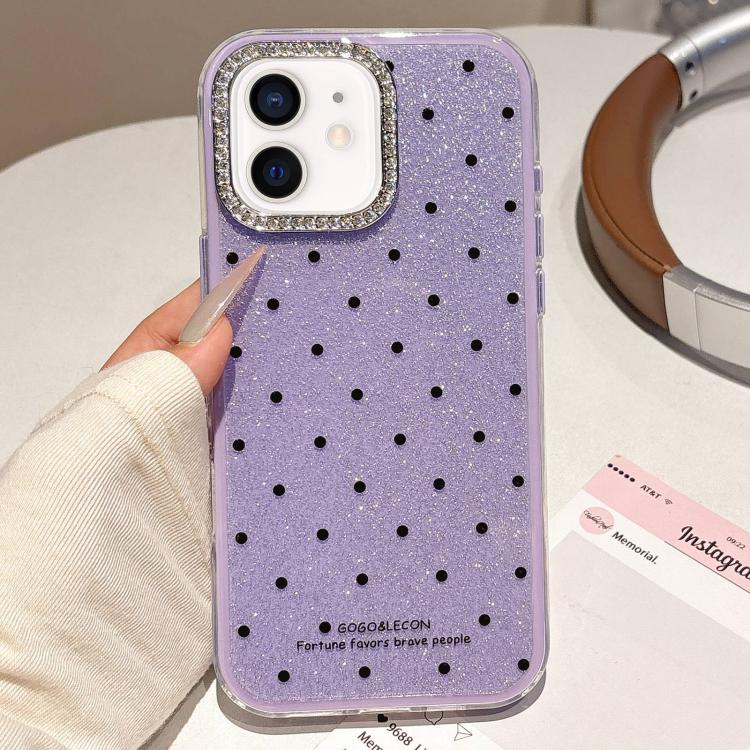 For iPhone 11 Glitter Powder Dots Pattern Rhinestone Large Hole Phone Case