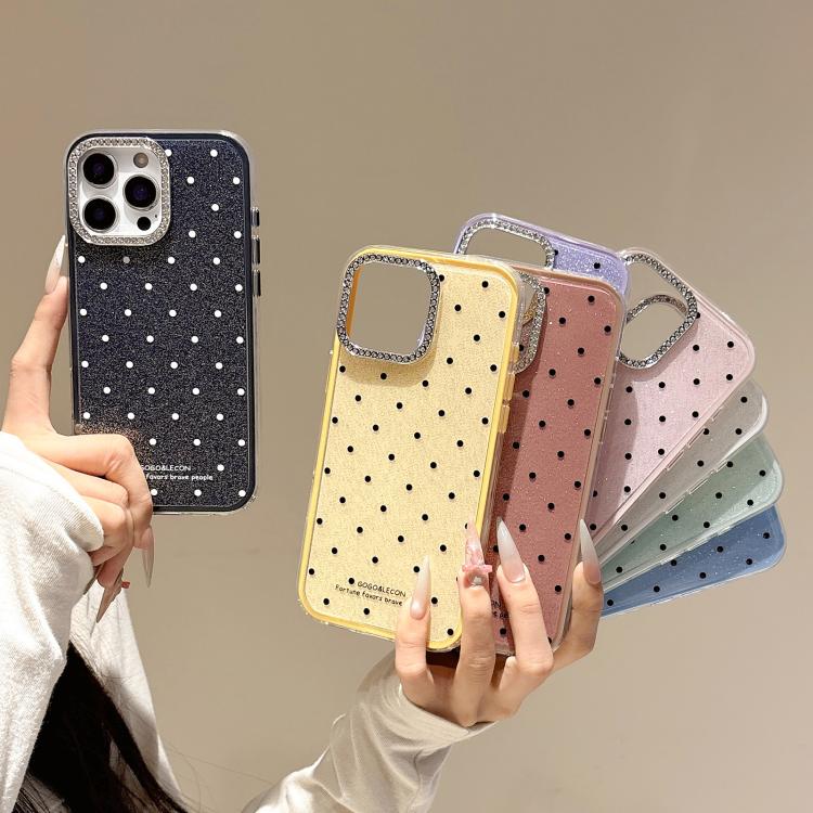 For iPhone 16 Pro Glitter Powder Dots Pattern Rhinestone Large Hole Phone Case