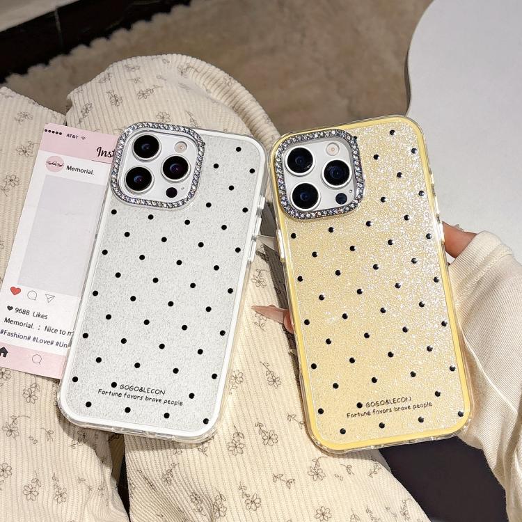 For iPhone 15 Pro Max Glitter Powder Dots Pattern Rhinestone Large Hole Phone Case