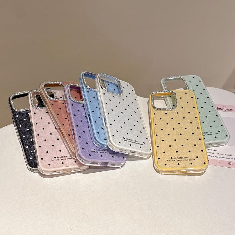 For iPhone 15 Pro Max Glitter Powder Dots Pattern Rhinestone Large Hole Phone Case