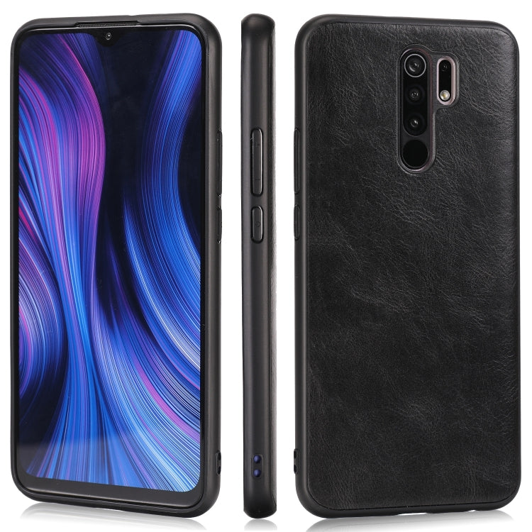 For Xiaomi Redmi 9 Crazy Horse Textured Calfskin PU+PC+TPU Case
