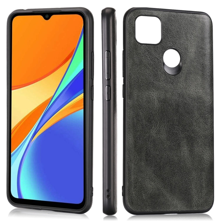 For Xiaomi Redmi 9C Crazy Horse Textured Calfskin PU+PC+TPU Case