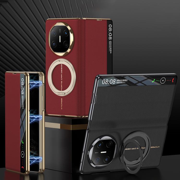 For Huawei Mate X6 GKK Full Cover Flip Phone Leather Case with Magnetic Rotating Stand