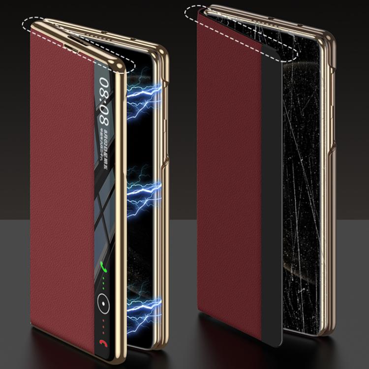 For Huawei Mate X6 GKK Full Cover Flip Phone Leather Case with Magnetic Rotating Stand