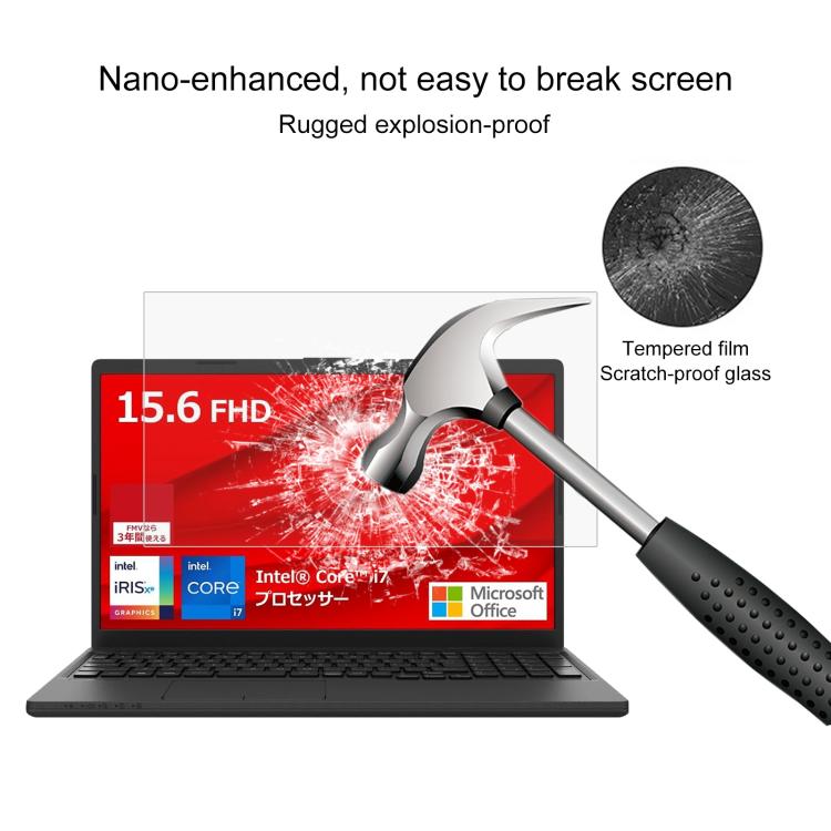 For Fujitsu FMV Lite WA1 15.6 2pcs 9H 0.3mm Explosion-proof Tempered Glass Film