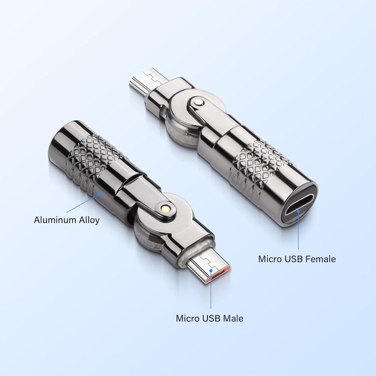 3A Metal 180 Rotating with Light Charge Adapter, Model:Micro USB Male to Micro USB Female