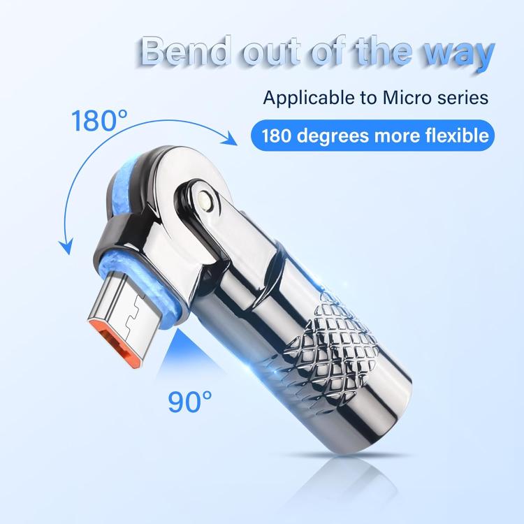3A Metal 180 Rotating with Light Charge Adapter, Model:Micro USB Male to Micro USB Female