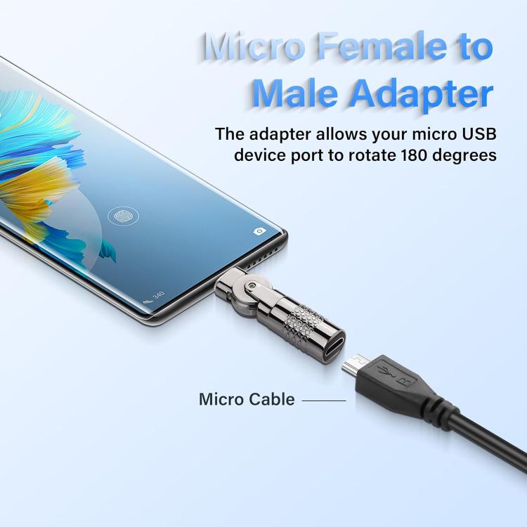 3A Metal 180 Rotating with Light Charge Adapter, Model:Micro USB Male to Micro USB Female
