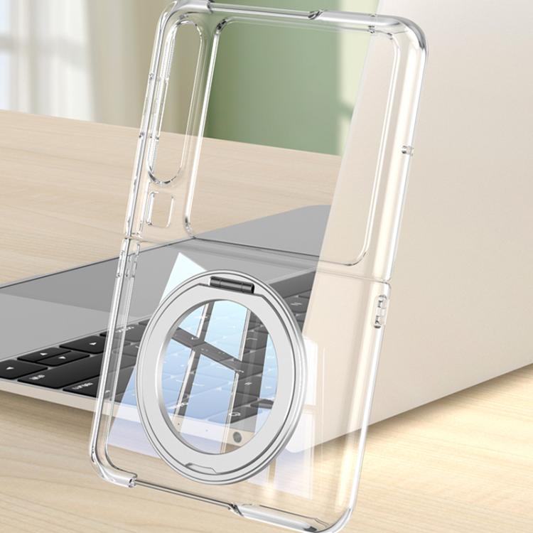 For Huawei Pura X GKK Ultra-thin Full Cover Phone Case with Magnetic Rotating Stand - Transparent