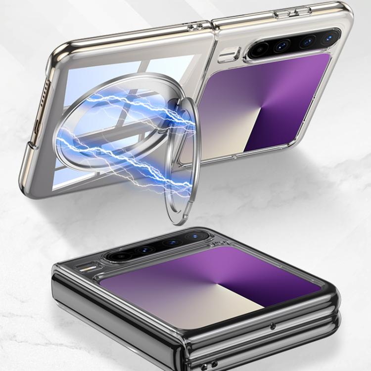 For Huawei Pura X GKK Ultra-thin Full Cover Phone Case with Magnetic Rotating Stand - Transparent