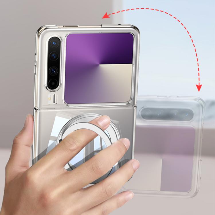 For Huawei Pura X GKK Ultra-thin Full Cover Phone Case with Magnetic Rotating Stand - Transparent