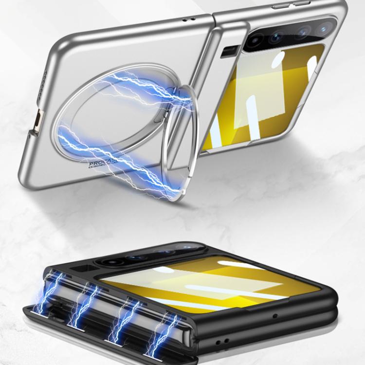 For Huawei Pura X GKK Ultra-thin Full Cover Magnetic Folding Hinge Phone Case with Rotating Bracket