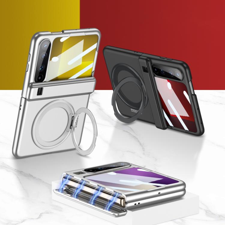 For Huawei Pura X GKK Ultra-thin Full Cover Magnetic Folding Hinge Phone Case with Rotating Bracket