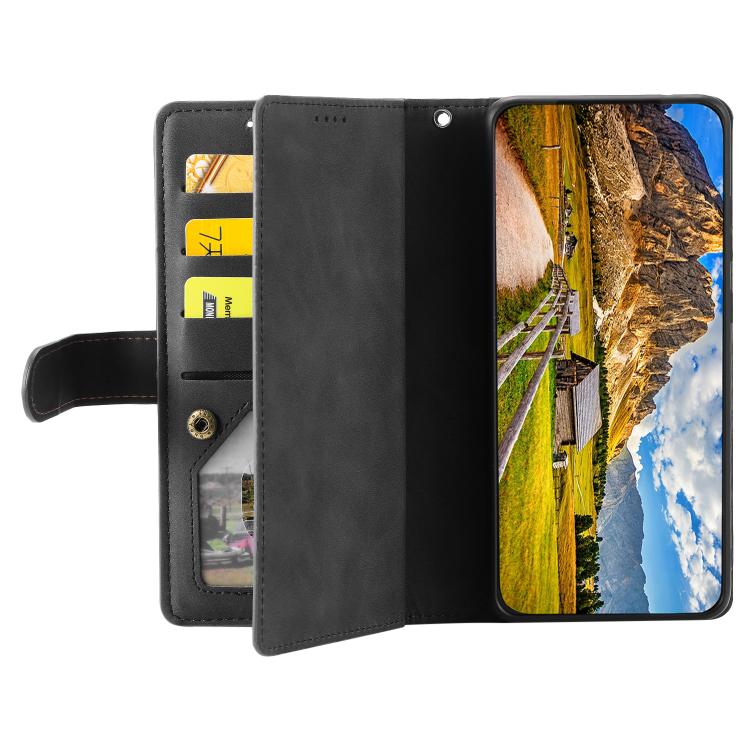 For OPPO Reno13 Pro Nine Card Zipper Bag Leather Phone Case with Lanyard