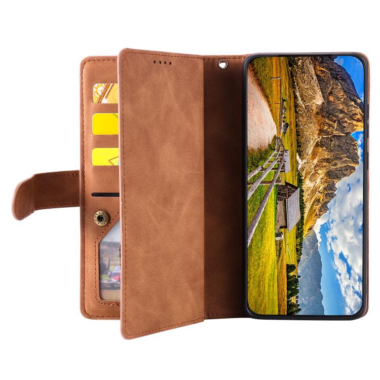 For OPPO Reno13 Pro Nine Card Zipper Bag Leather Phone Case with Lanyard
