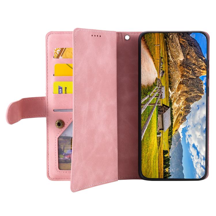 For OPPO Reno13 Pro Nine Card Zipper Bag Leather Phone Case with Lanyard