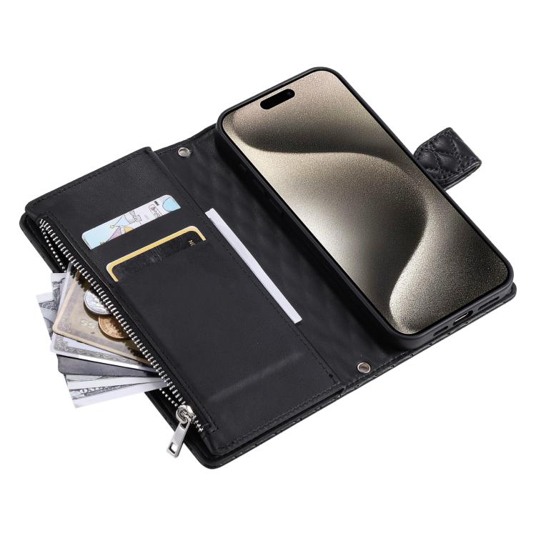 For Honor 400 Lite Global Glitter Lattice Zipper Wallet Leather Phone Case