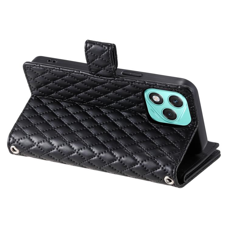 For Honor 400 Lite Global Glitter Lattice Zipper Wallet Leather Phone Case