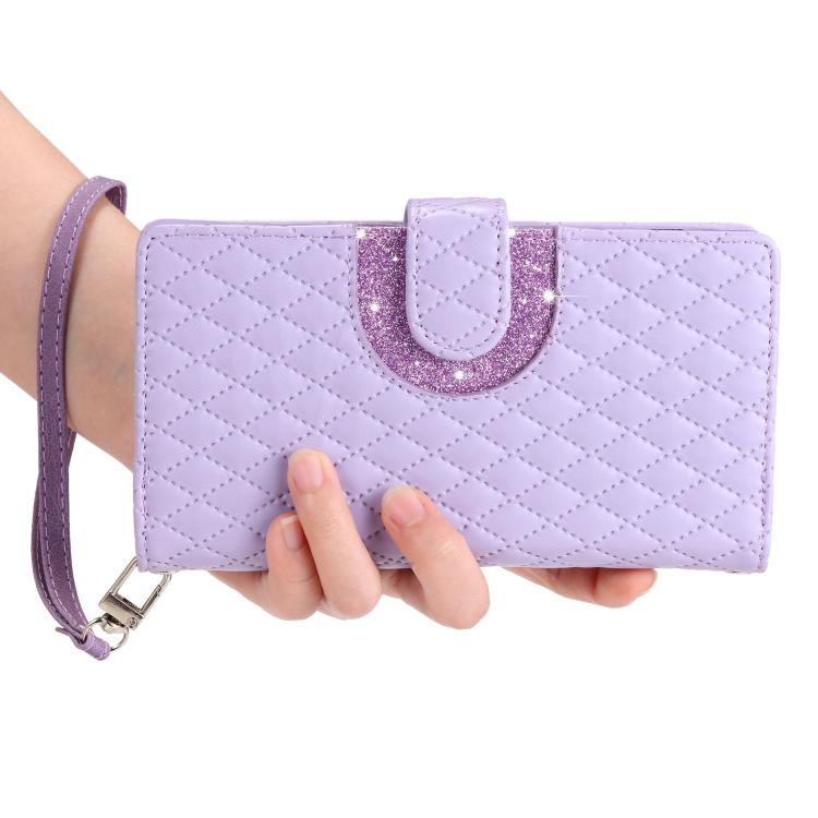 For Honor 400 Lite Global Glitter Lattice Zipper Wallet Leather Phone Case