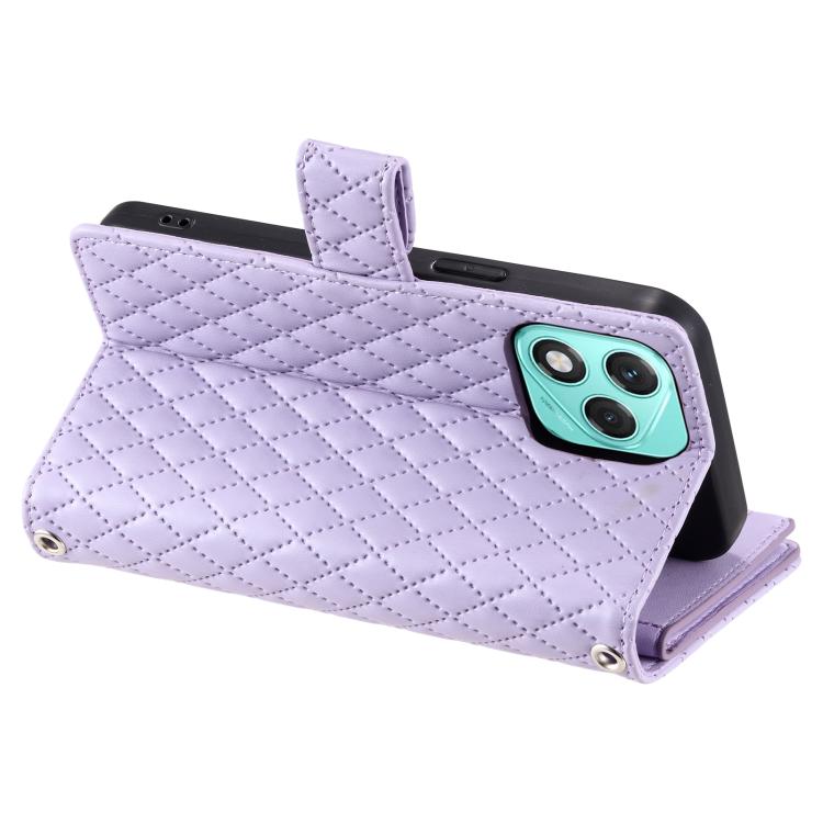 For Honor 400 Lite Global Glitter Lattice Zipper Wallet Leather Phone Case