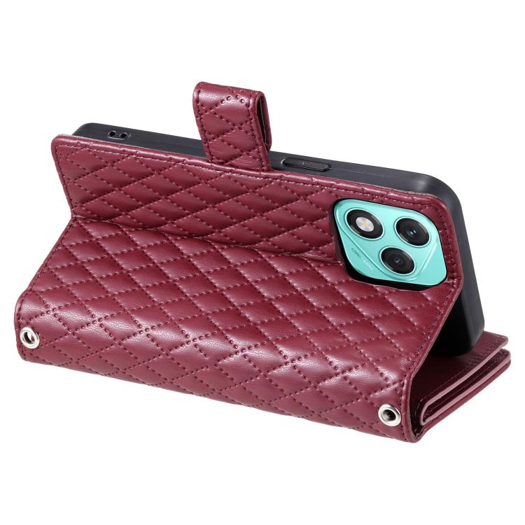 For Honor 400 Lite Global Glitter Lattice Zipper Wallet Leather Phone Case