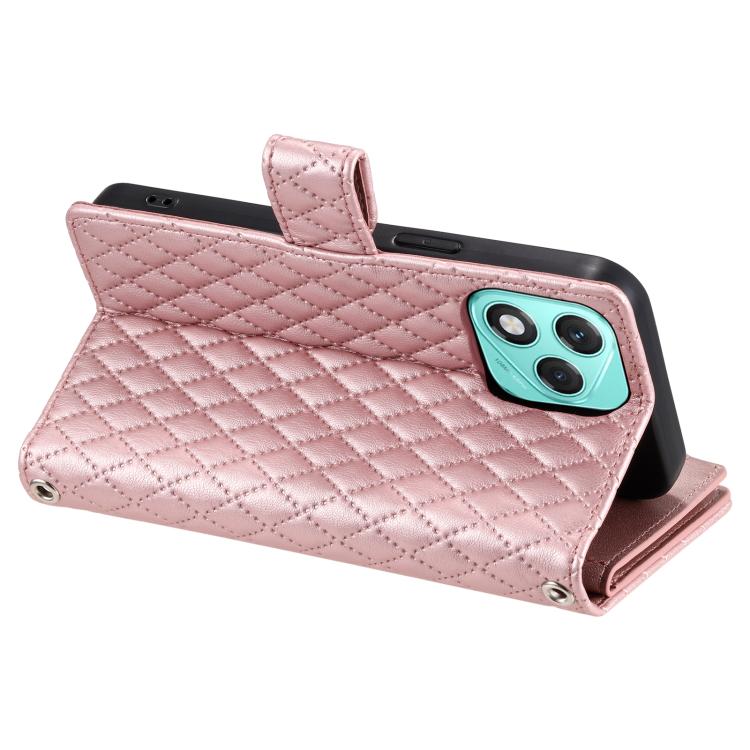 For Honor 400 Lite Global Glitter Lattice Zipper Wallet Leather Phone Case