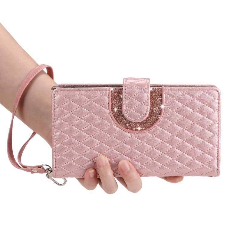 For Honor 400 Lite Global Glitter Lattice Zipper Wallet Leather Phone Case