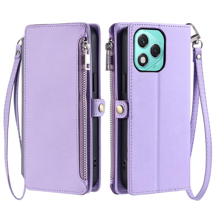 For Honor 400 Lite Global Leather Stitching Multi-card Slot Zipper Phone Case