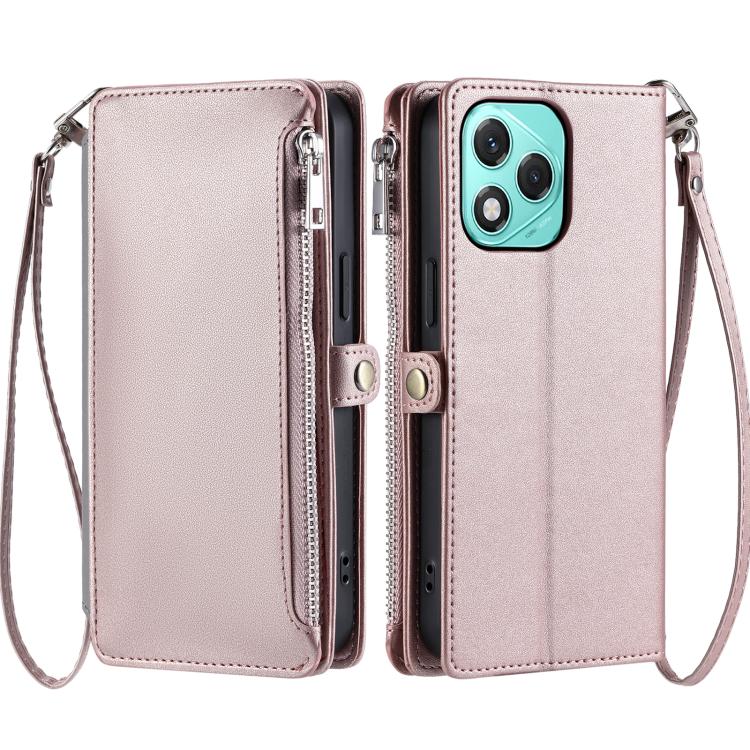 For Honor 400 Lite Global Leather Stitching Multi-card Slot Zipper Phone Case