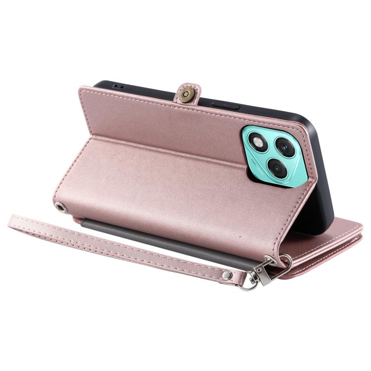 For Honor 400 Lite Global Leather Stitching Multi-card Slot Zipper Phone Case