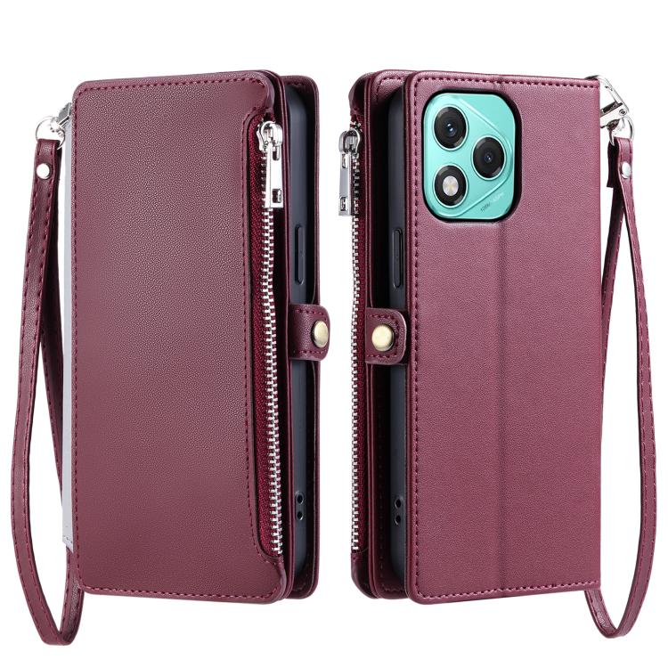 For Honor 400 Lite Global Leather Stitching Multi-card Slot Zipper Phone Case