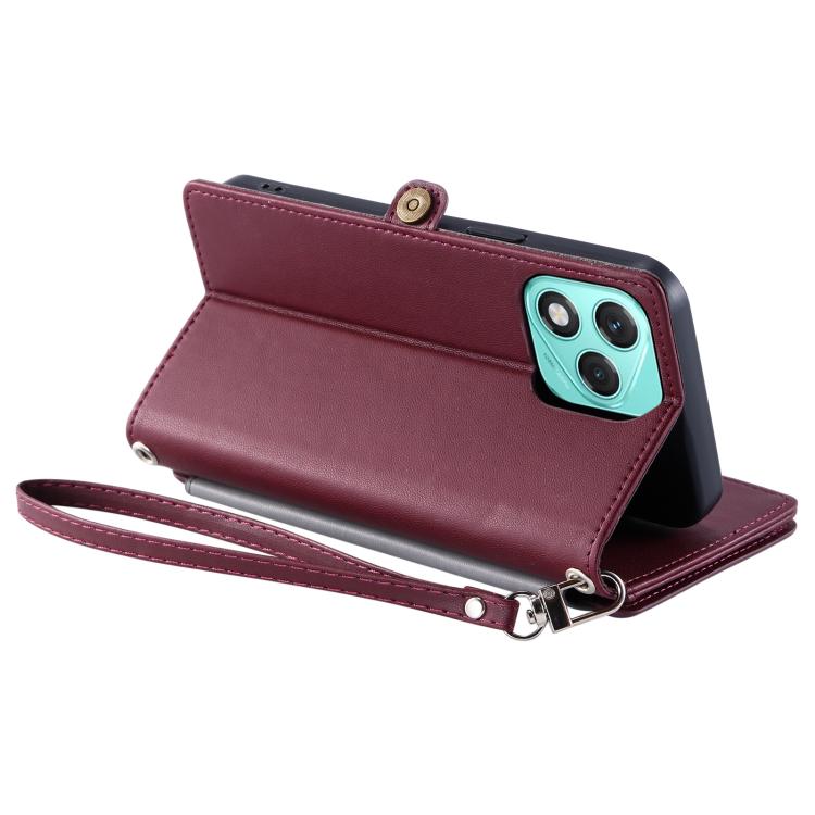 For Honor 400 Lite Global Leather Stitching Multi-card Slot Zipper Phone Case